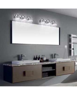 LED Modern Crystal Bathroom Vanity Lights Over Mirror, Chrome Bathroom Light Fixtures Wall Light (3-Light)