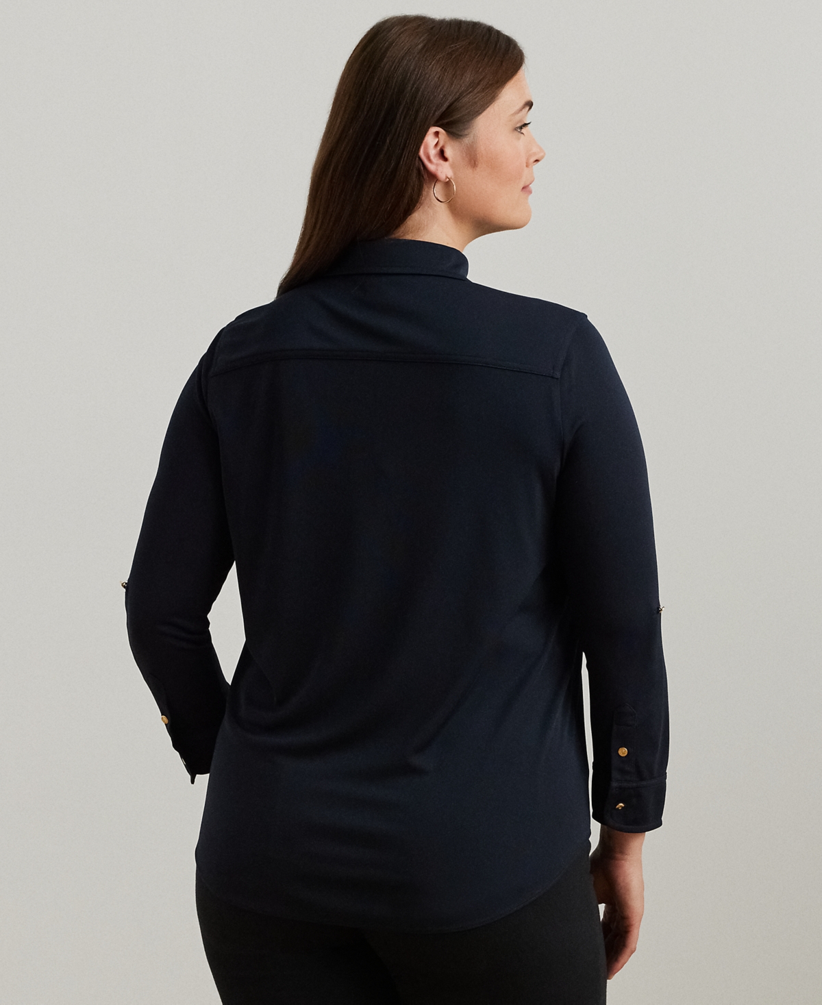 Lauren Ralph Lauren Plus Size Roll-Tab-Sleeve Shirt