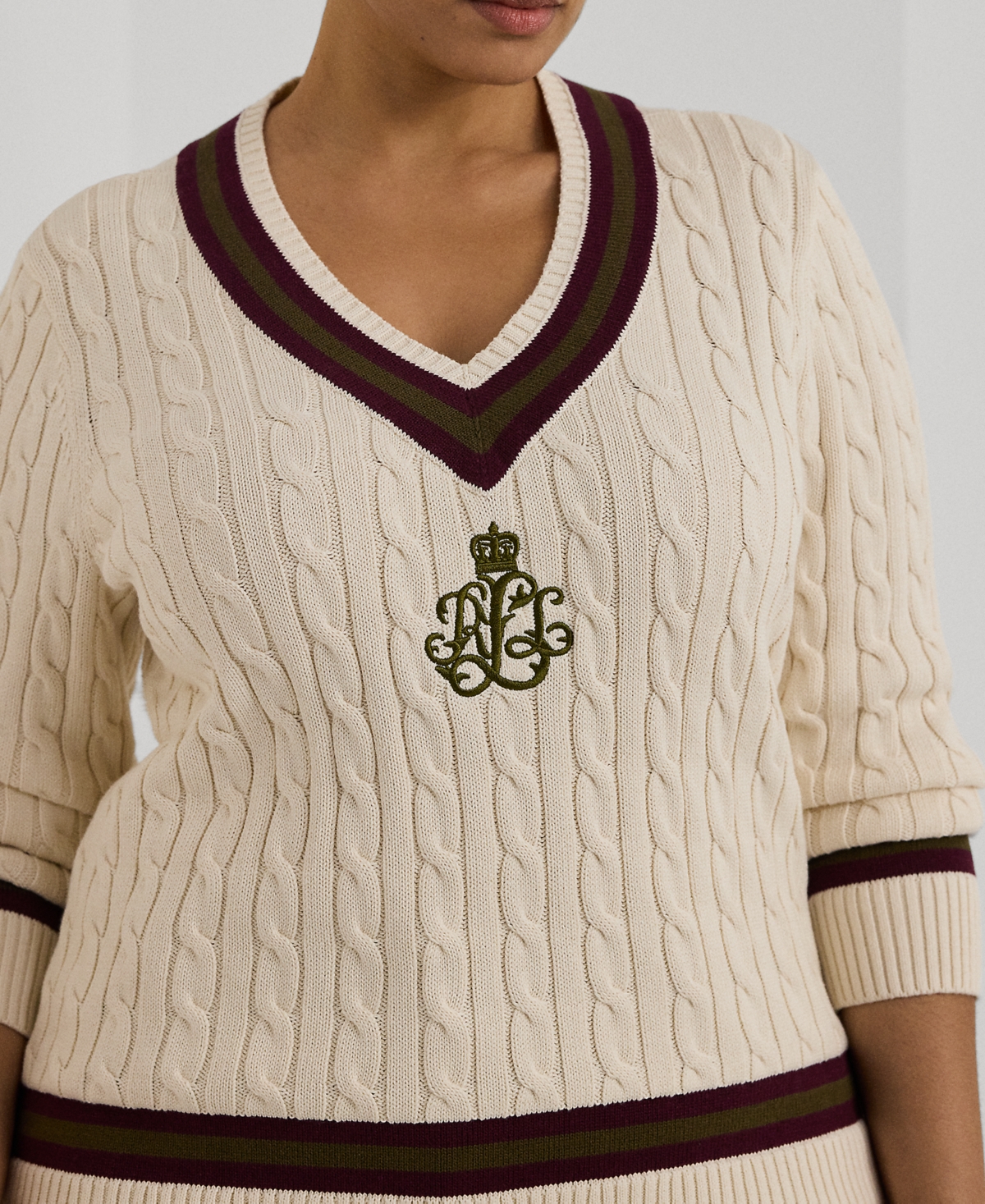 Lauren Ralph Lauren Plus Size Cable-Knit Cotton Cricket Sweater