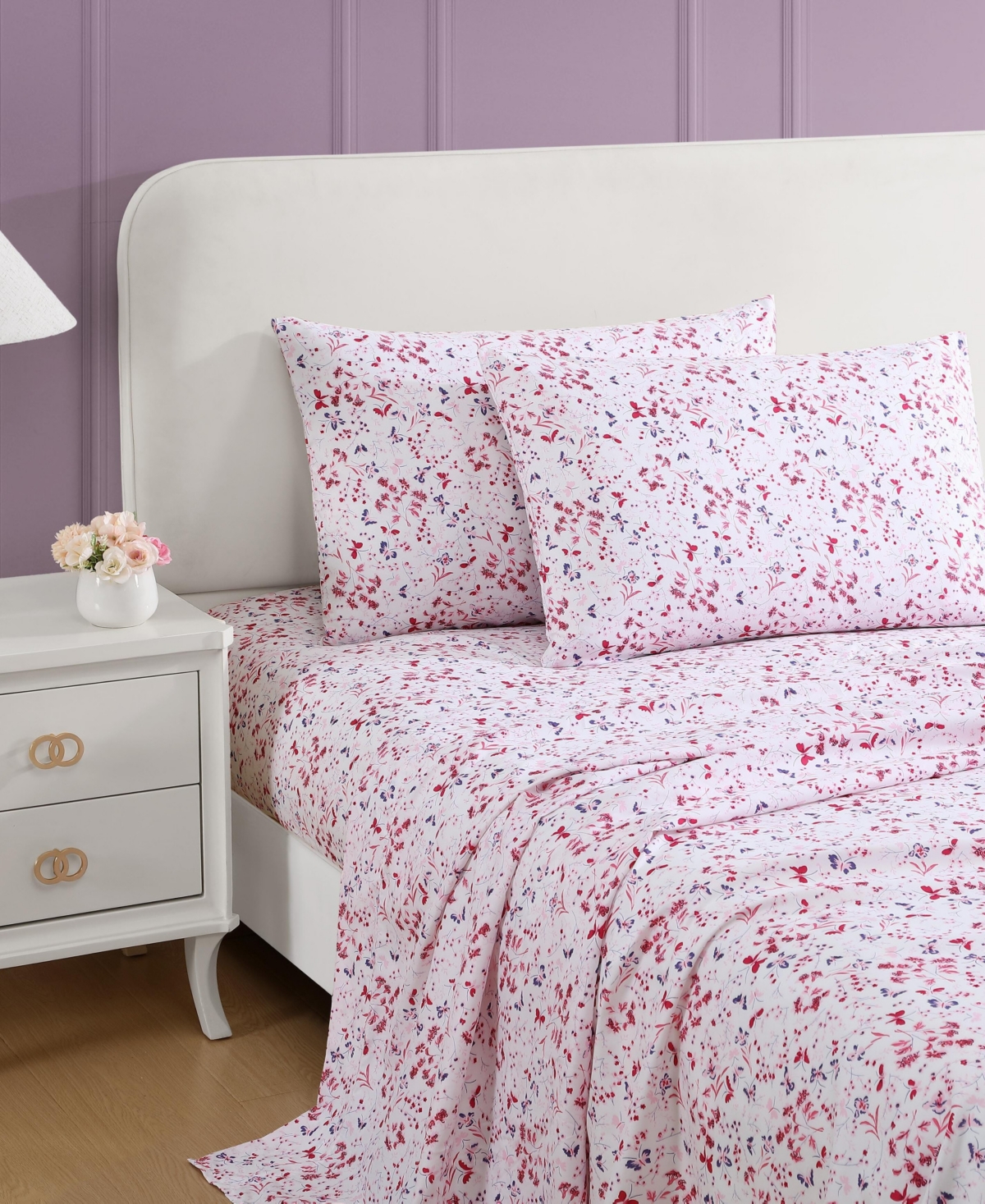 BETSEY JOHNSON PRINTED MICROFIBER 3 PIECE SHEET SET, TWIN XL 