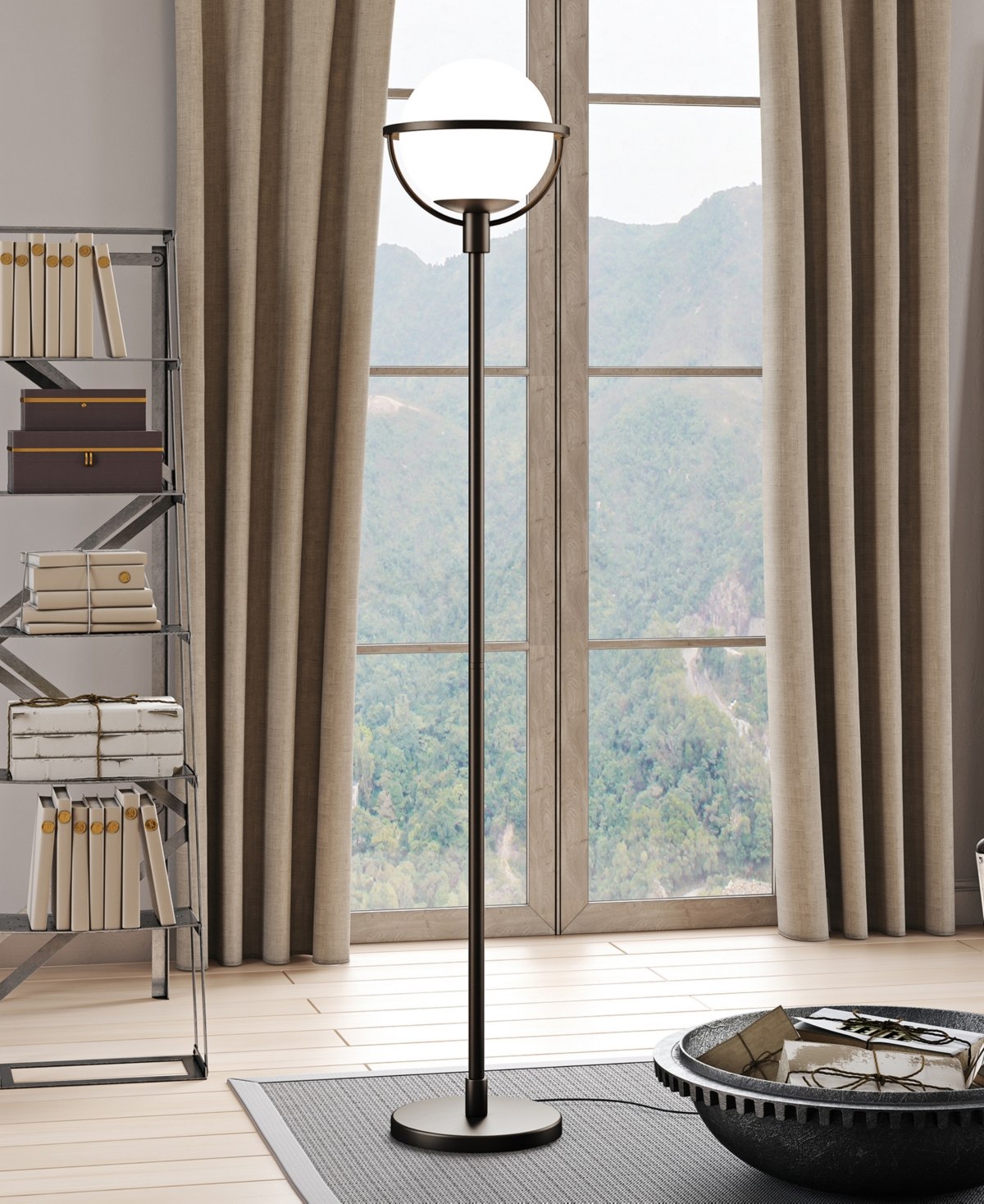 Hudson & Canal 68.5" Metal Cieonna Globe & Stem Floor Lamp In Blackened Bronze
