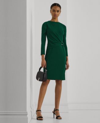 【LAUREN RALPH LAUREN】JERSEY THREE-QUARTER-SLEEVE DRESS Lauren Ralph Lauren Women's Jersey Three-Quarter-Sleeve