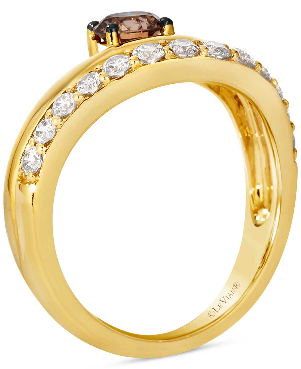 Le Vian Chocolate Diamond & Nude Diamond (1-1/2 Ct. T.w.) Double-row Ring In 14k Yellow Gold In Gold