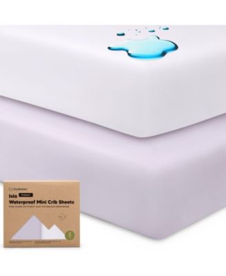 2pk Isla Waterproof Mini Crib Sheets for Boy, Girl, Soft Pack and Play Sheets for Graco Pack and Play Mattress