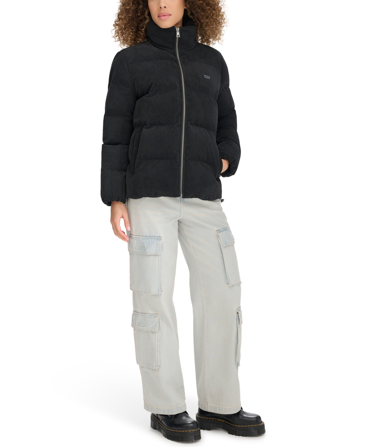 Levi's Women's Corduroy Bubble Puffer Jacket In Black