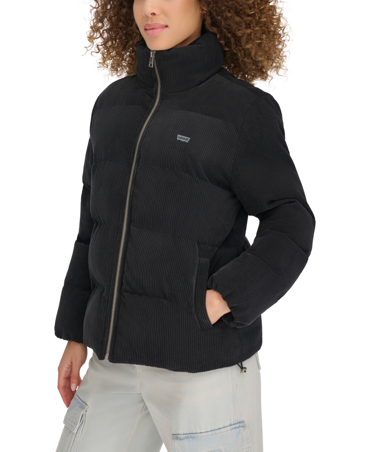 Levi's Women's Corduroy Bubble Puffer Jacket In Black