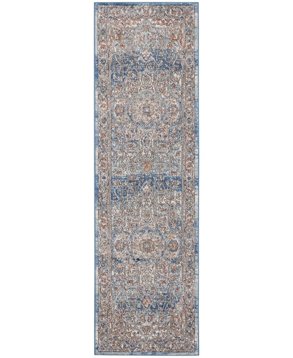 Nourison Home Quarry Qua11 2'2"x7'6" Runner Area Rug In Ivory,blue