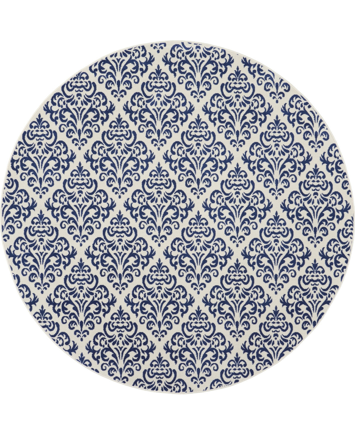 Nourison Home Grafix Grf06 8'x8' Round Area Rug In White,blue