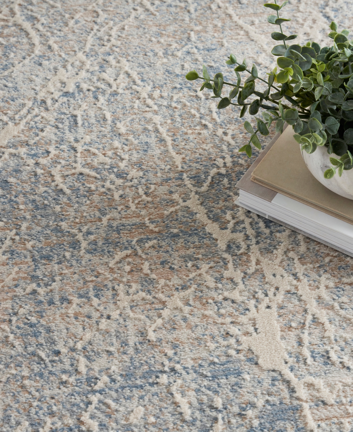 Nourison Home Exhale Exl02 5'3"x7'3" Area Rug In Beige,blue