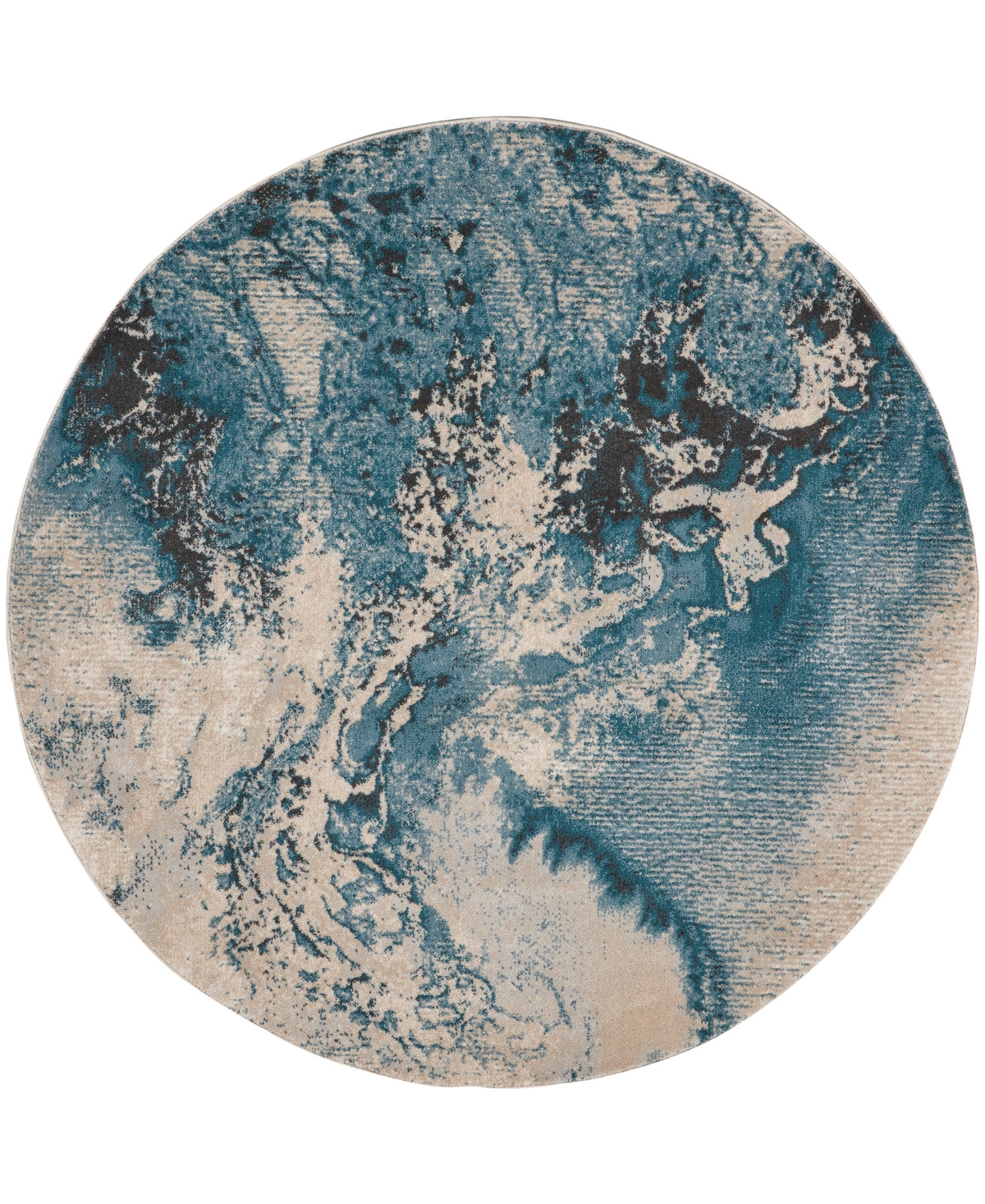 Nourison Home Maxell Mae08 3'10"x3'10" Round Area Rug In Ivory,teal