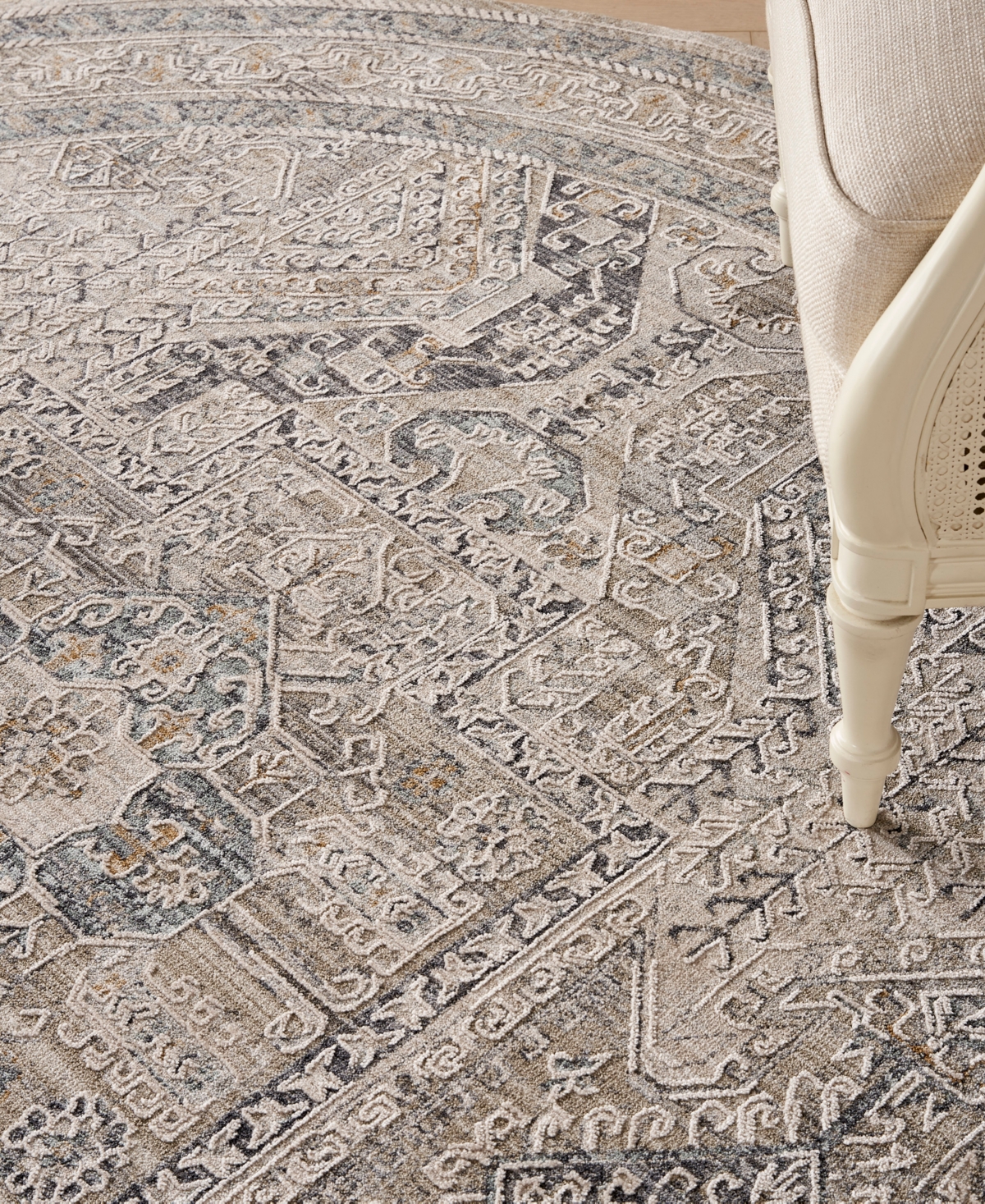 Nourison Home Lynx Lnx01 7'10"x7'10" Round Area Rug In Ivory,gray