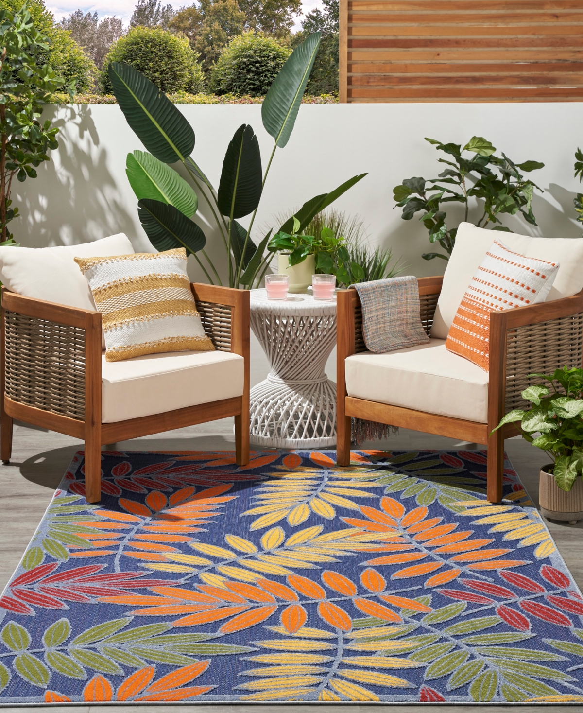 Nourison Home Aloha Alh18 5'3"x7'5" Area Rug In Navy,multi