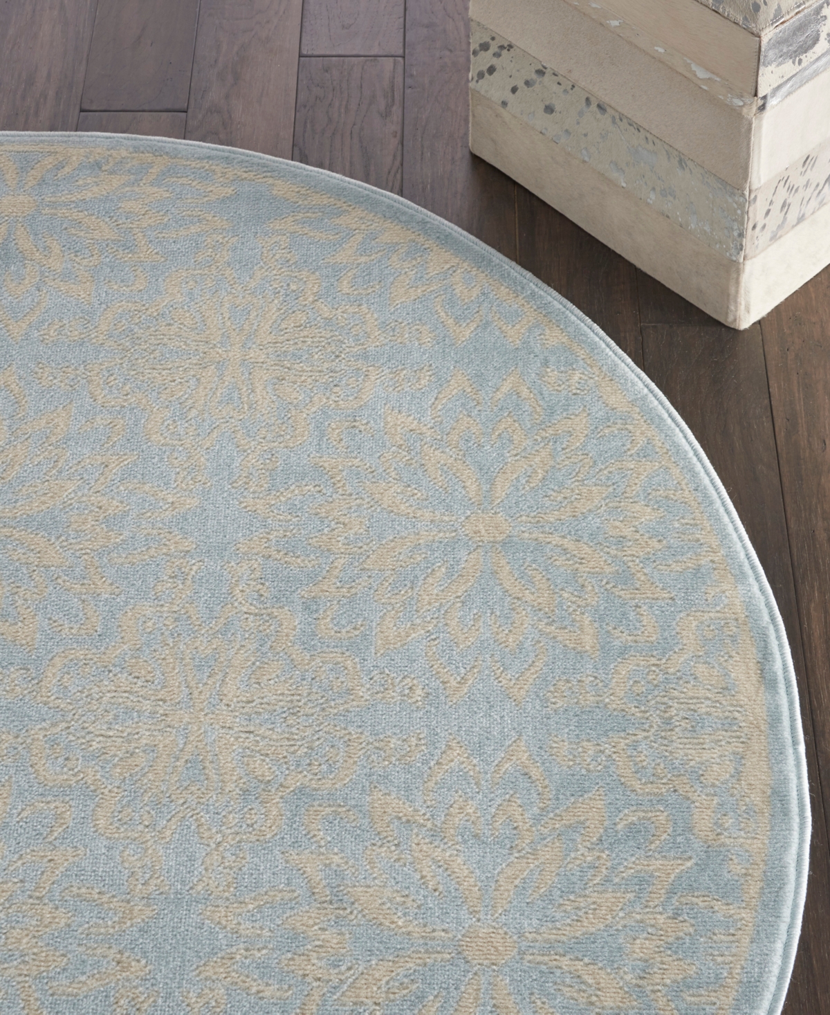 Nourison Home Jubilant Jub06 5'3"x5'3" Round Area Rug In Ivory,mist