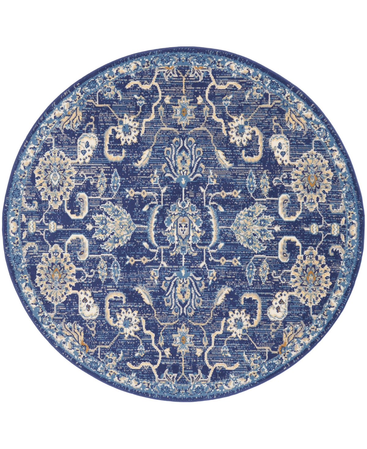 Nourison Home Grafix Grf24 5'3"x5'3" Round Area Rug In Navy