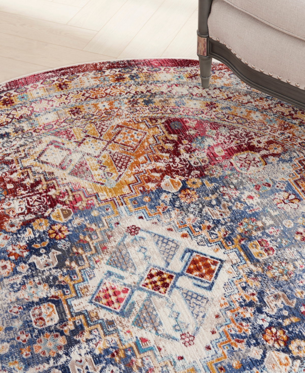 Nourison Home Vintage Kashan Vka09 6'x6' Round Area Rug In Multi