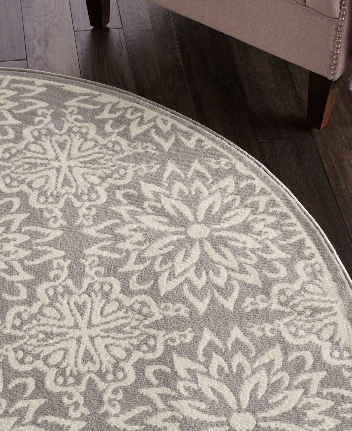 Nourison Home Jubilant Jub06 5'3"x5'3" Round Area Rug In Ivory,gray