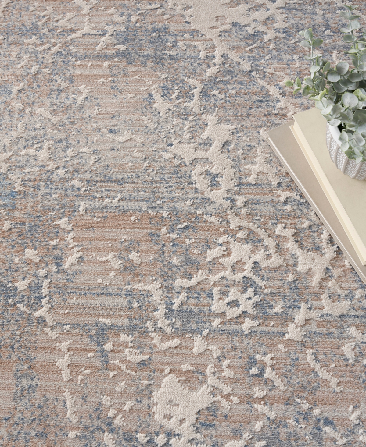 Nourison Home Exhale Exl02 7'10"x9'10" Area Rug In Beige,blue