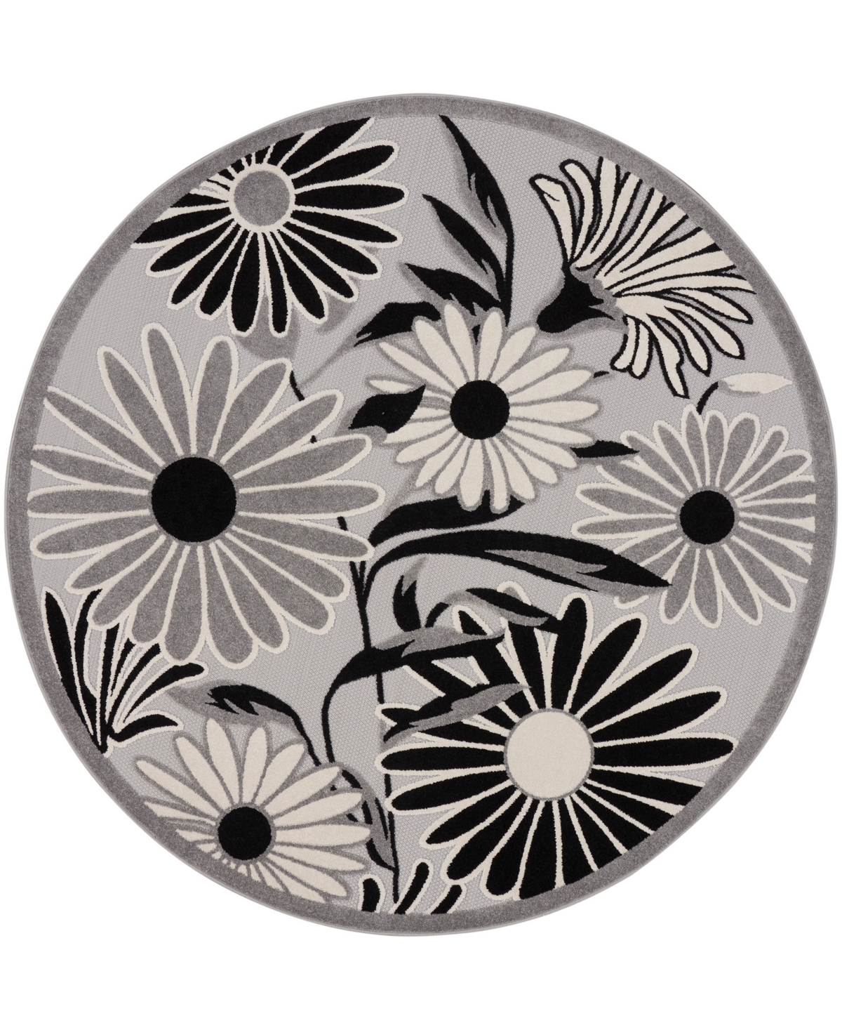 Nourison Home Aloha Alh33 5'3"x5'3" Round Area Rug In Black