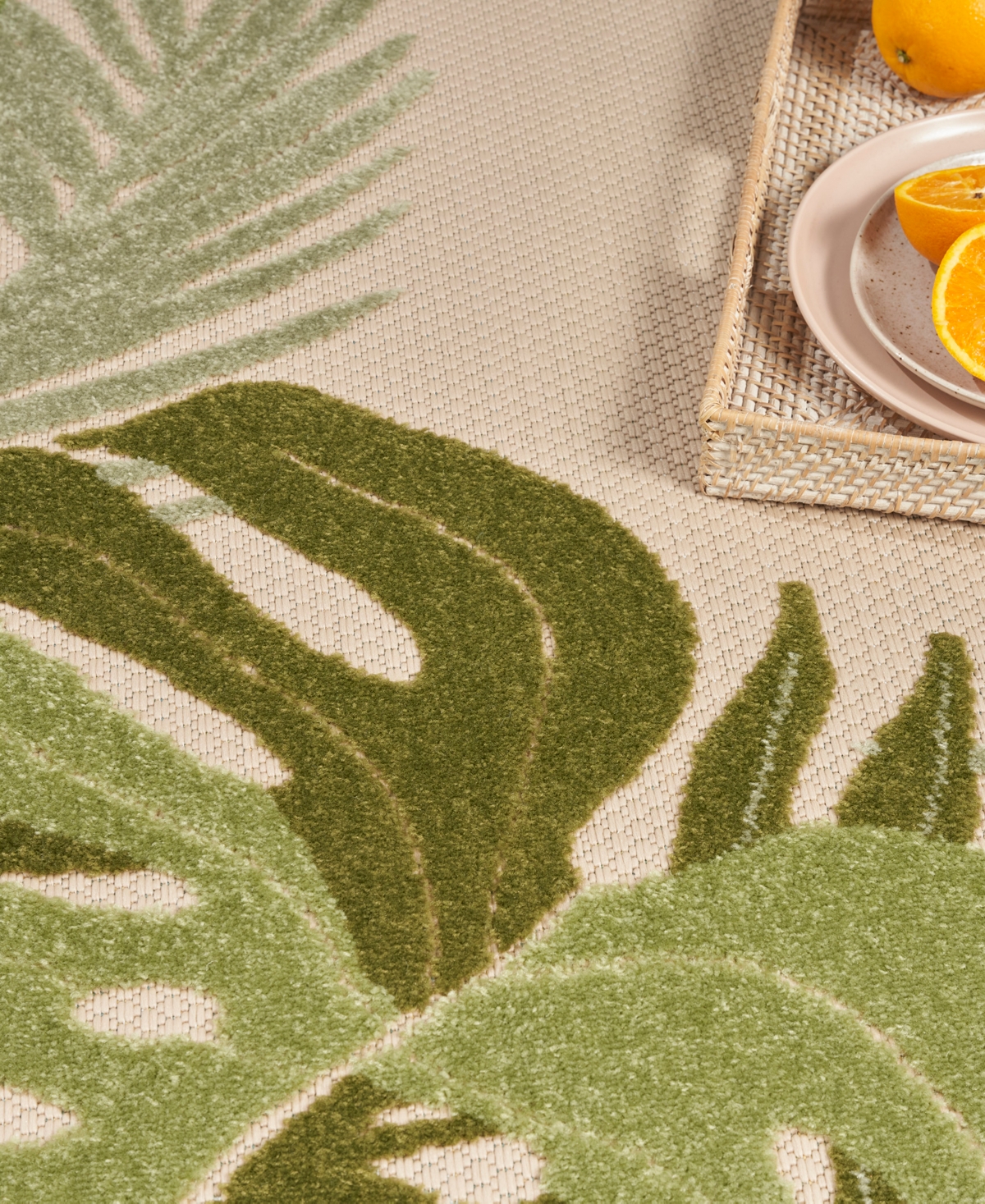 Nourison Home Aloha Alh40 3'6"x5'6" Area Rug In Ivory,moss