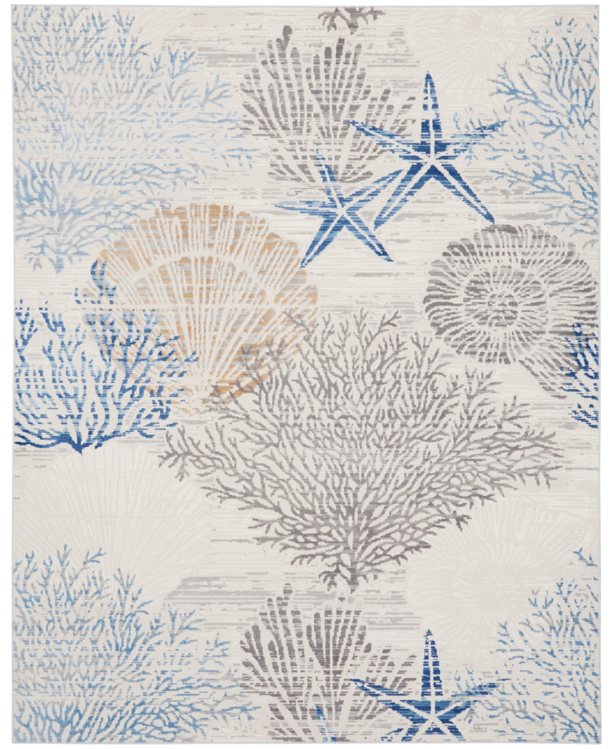Nourison Home Seaside Sds04 7'10"x9'10" Area Rug In Ivory,gray