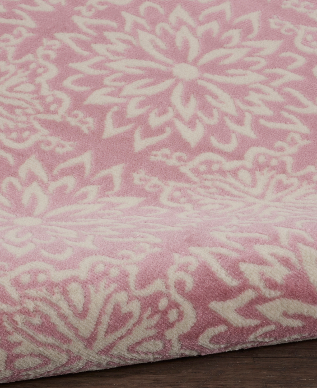 Nourison Home Jubilant Jub06 5'3"x5'3" Round Area Rug In Ivory,pink