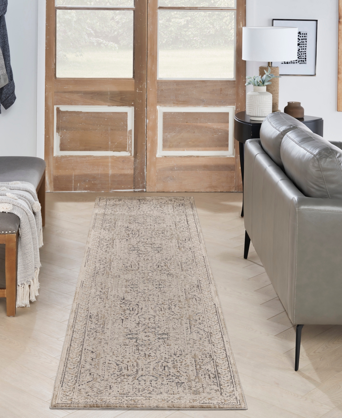 Nourison Home Lynx Lnx01 2'3"x10' Runner Area Rug In Ivory,gray