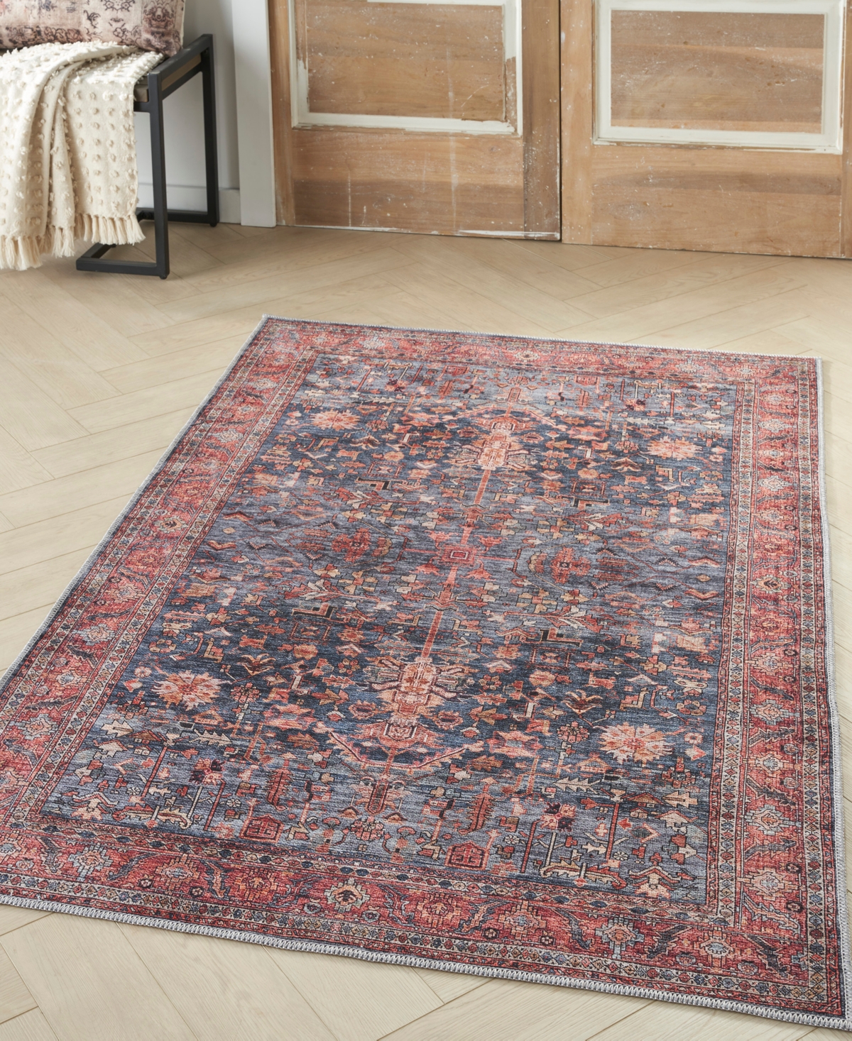 Nourison Home Grand Washables Grw02 4'x6' Area Rug In Navy,brick