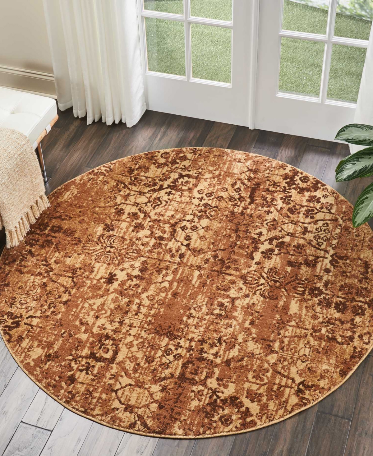 Nourison Home Somerset St757 5'6"x5'6" Round Area Rug In Latte