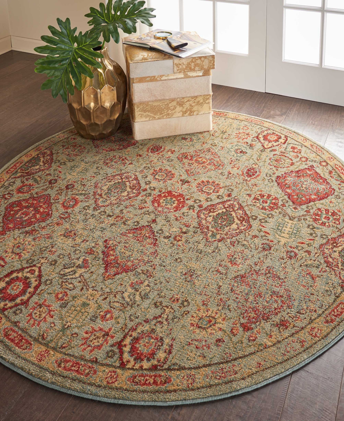 Nourison Home Somerset St90 5'6"x5'6" Round Area Rug In Light Green