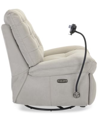 Bovell Fabric Power Swivel Glide Recliner, Created for Macy's