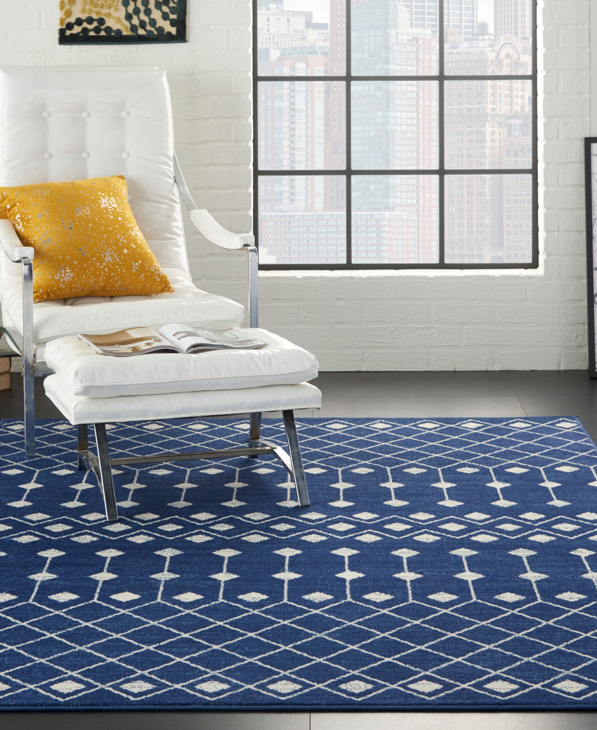 Nourison Home Grafix Grf37 5'3"x7'3" Area Rug In Navy