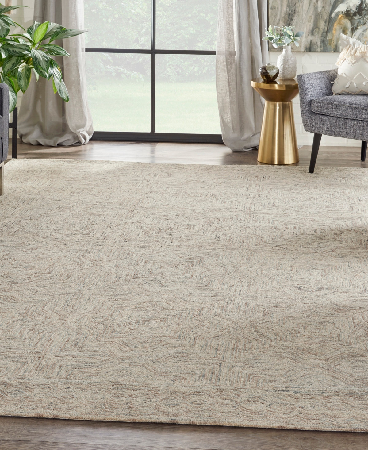 Nourison Home Interlock Itl03 8'x10'6" Area Rug In Blue,ivory