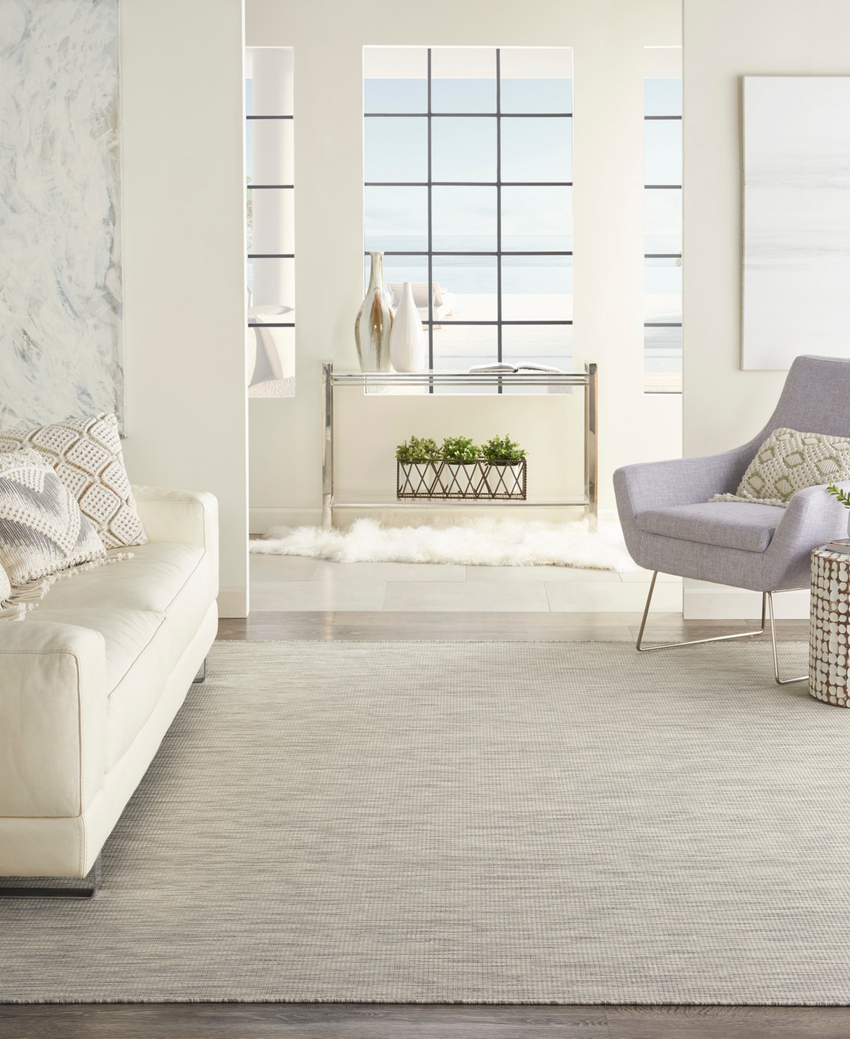 Nourison Home Positano Pos01 6'x9' Area Rug In Silver