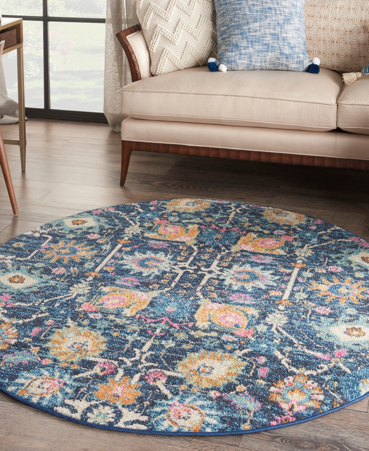 Nourison Home Passion Psn01 5'x5' Round Area Rug In Navy