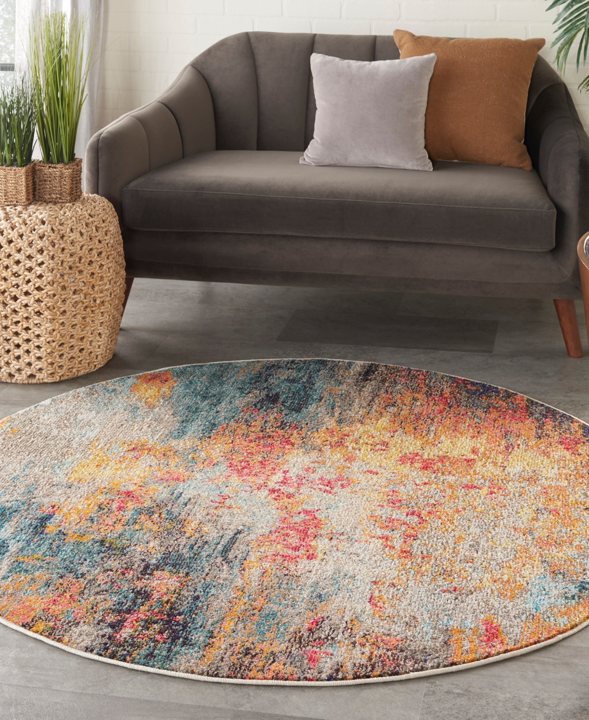Nourison Home Celestial Ces15 5'3"x5'3" Round Area Rug