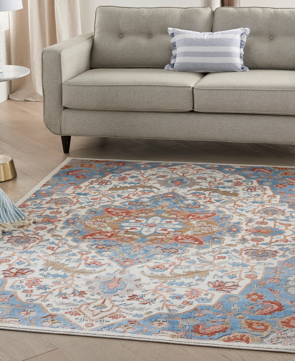 Nourison Home Elation Etn09 4'x6' Area Rug In Ivory,blue