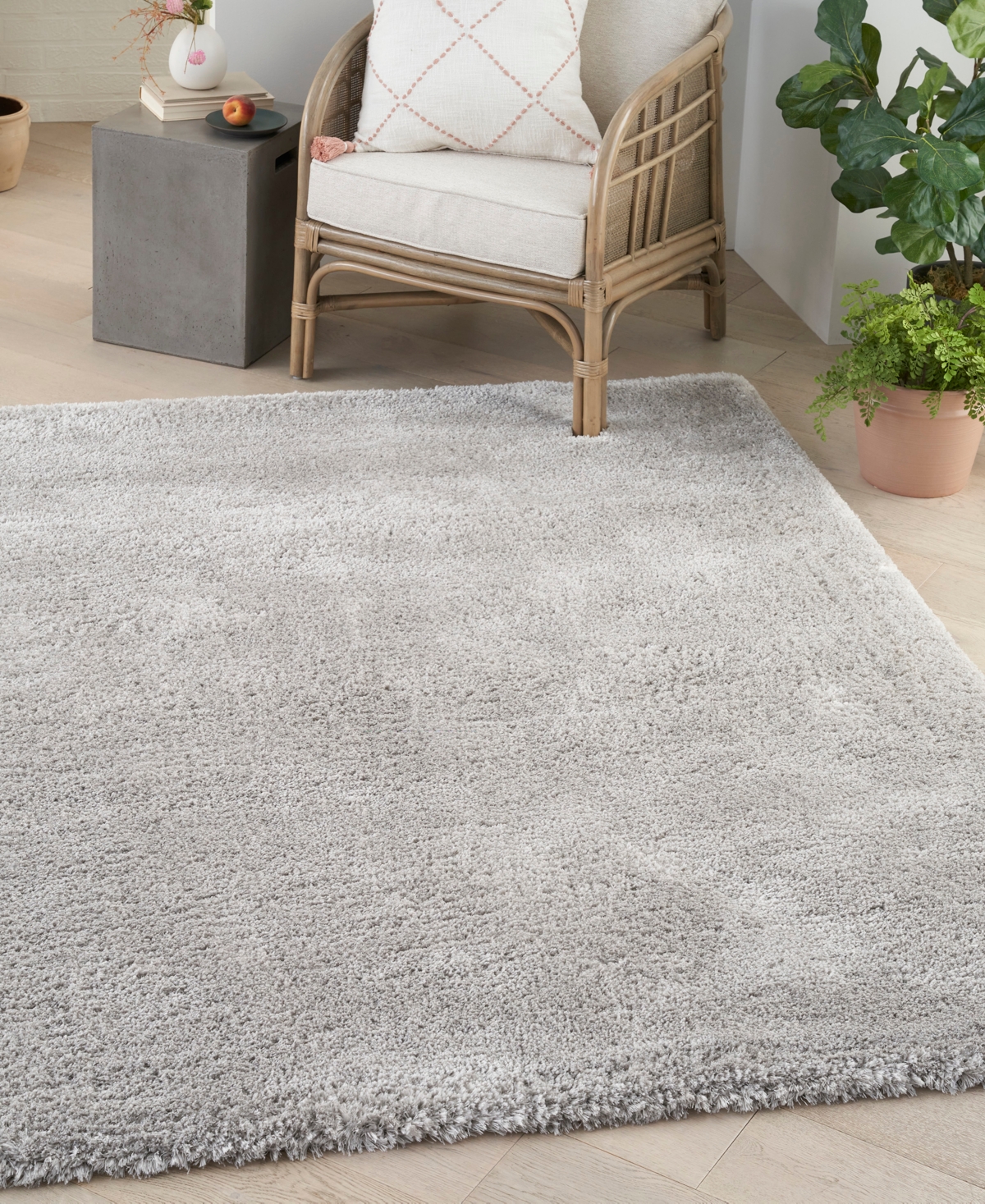 Nourison Home Dreamy Shag Drs05 5'3"x7'3" Area Rug In Silver