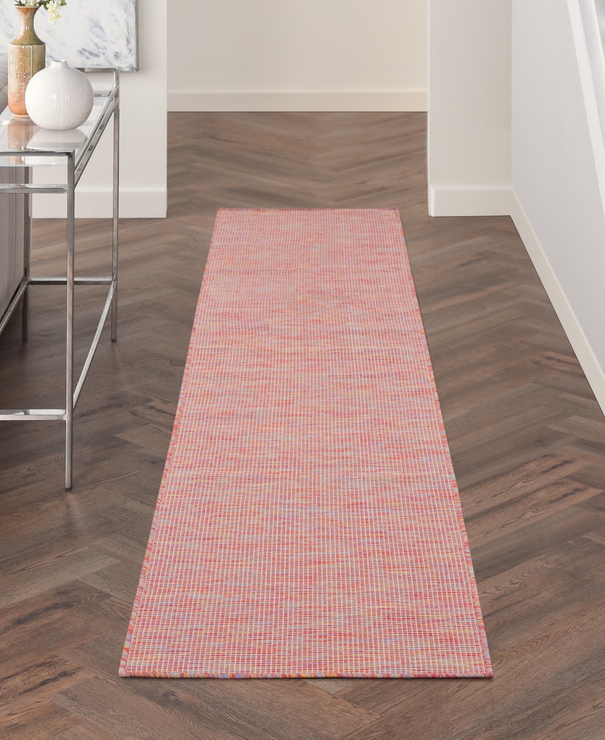 Nourison Home Positano Pos01 2'2"x12' Runner Area Rug In Multi,pink