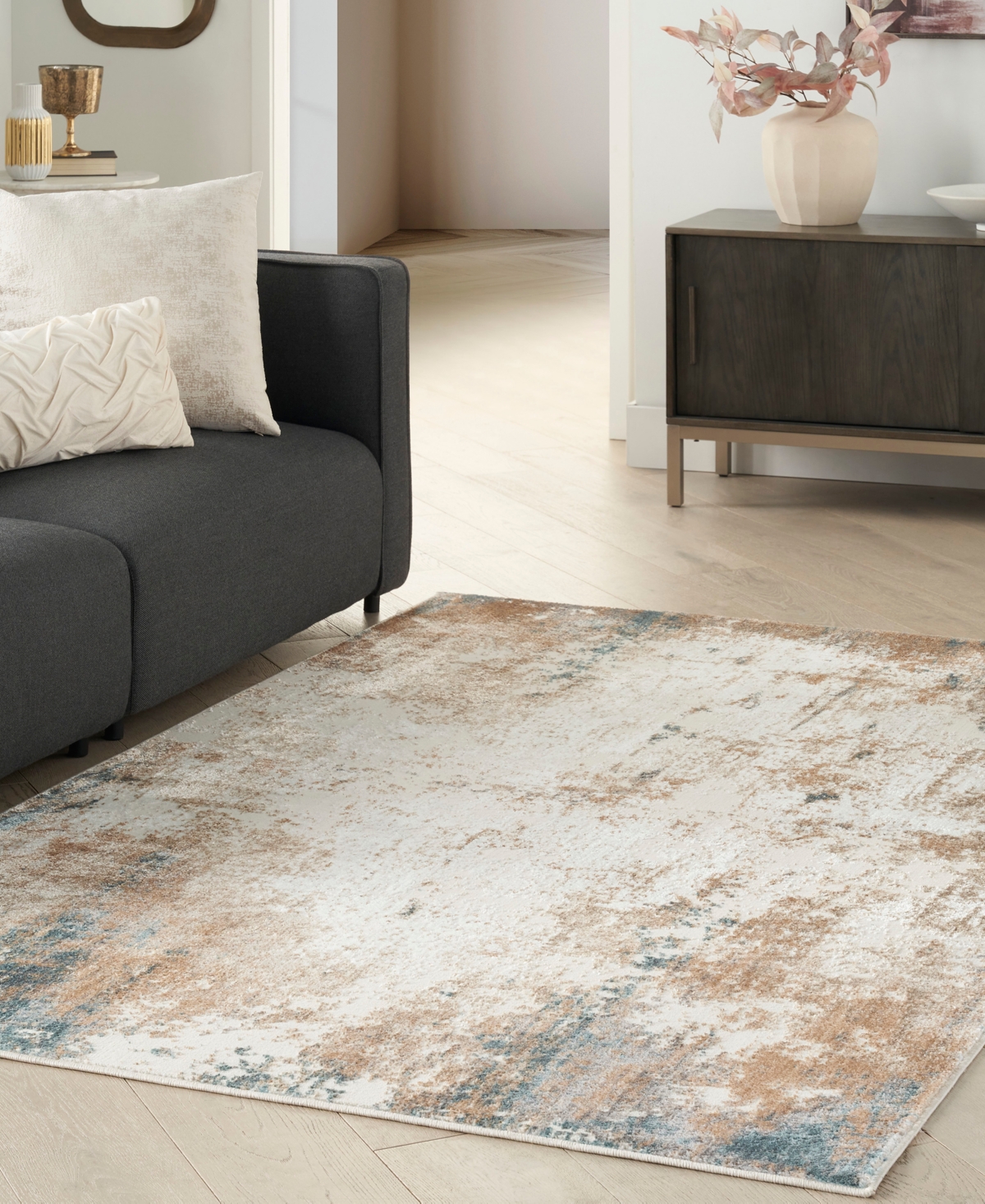 Nourison Home Glitz Glz06 5'3"x7'3" Area Rug In Taupe