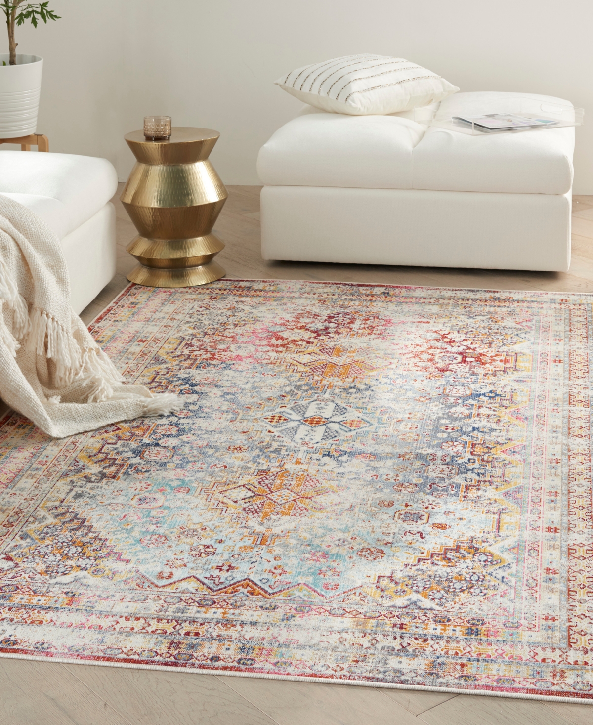 Nourison Home Vintage Kashan Vka09 5'3"x7'10" Area Rug In Multi