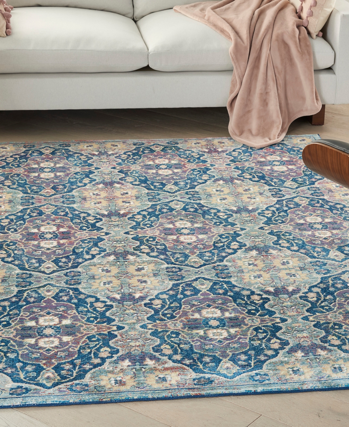 Nourison Home Ankara Global Anr16 4'x6' Area Rug In Navy,multi