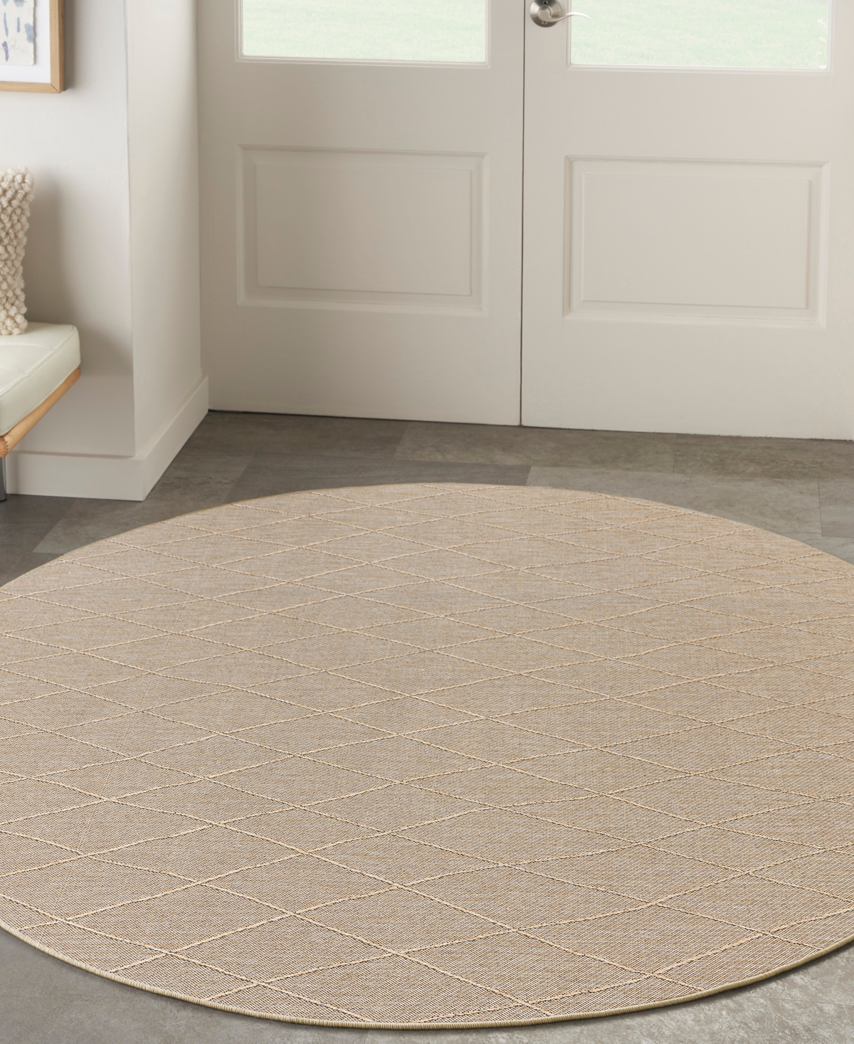 Nourison Home Washable Solutions Wsl01 8'x8' Round Area Rug In Taupe