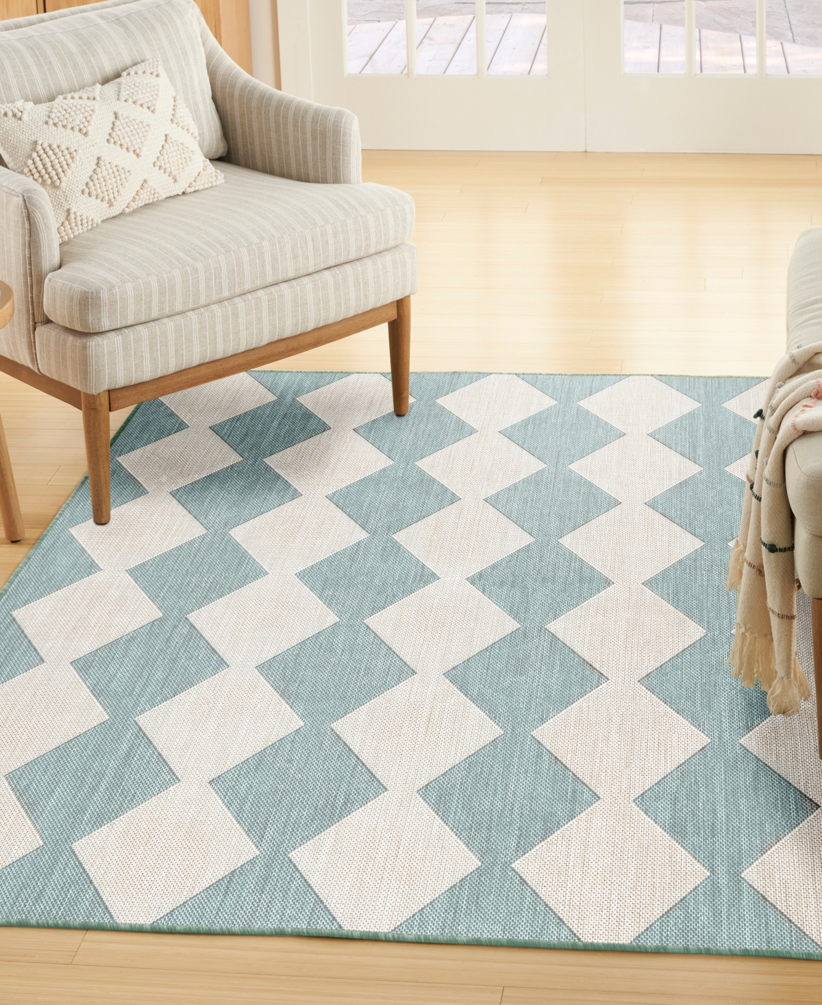 Nourison Home Positano Pos04 4'x6' Area Rug In Aqua