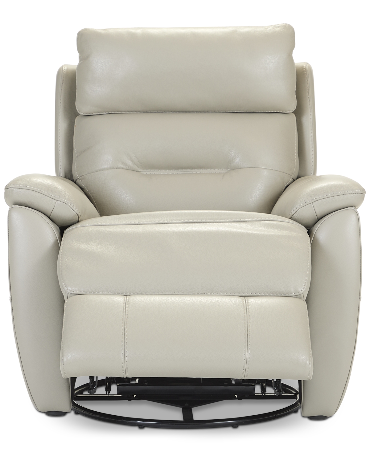 Macy's Ossorio Leather Power Swivel Glide Recliner, Created For  In Silver Grey