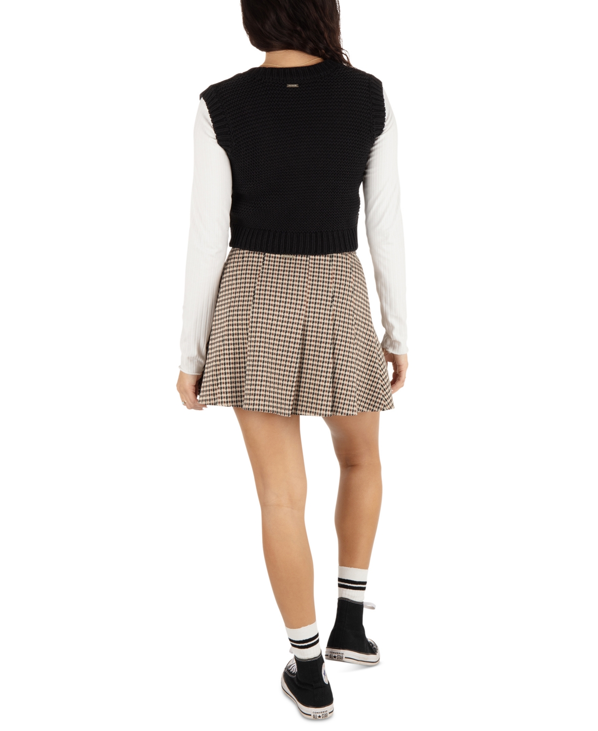HURLEY JUNIORS' VEDA HOUNDSTOOTH MINI SKIRT 