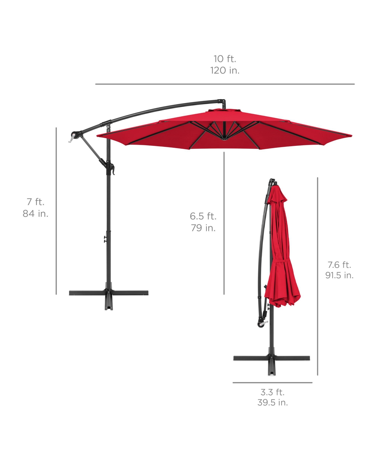 Best Choice Products Offset Hanging Outdoor Market Patio Umbrella w/ Easy Tilt Adjustment