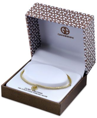 Cubic Zirconia Heart Charm Tennis Bracelet in 18k Gold-Plated Sterling Silver, Created for Macy's