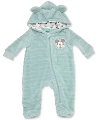Disney - Baby Boys Mickey Mouse Faux-Fur Footed Pram Coverall