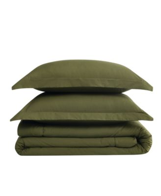 Solid Cotton Percale 3-Pc. Comforter Set, Full/Queen