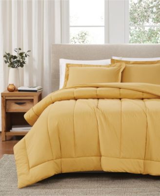 Solid Cotton Percale 3-Pc. Comforter Set, Full/Queen